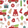 Seamless pattern Christmas vector illustration. New Year elements Royalty Free Stock Photo